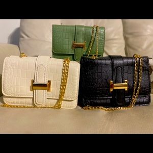 White Leather Crossbody Handbag